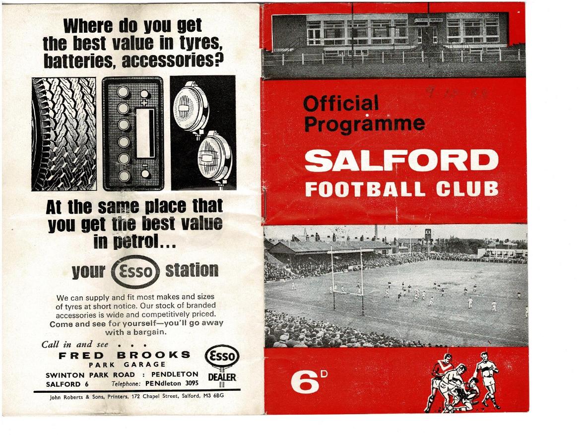 Programme cover: Oldham v Salford, 9 October 1968