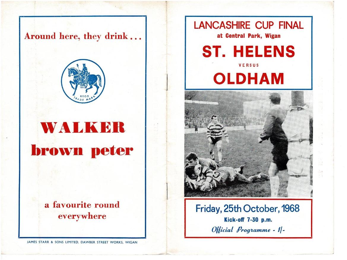 Programme cover: Oldham v St Helens, 25 October 1968