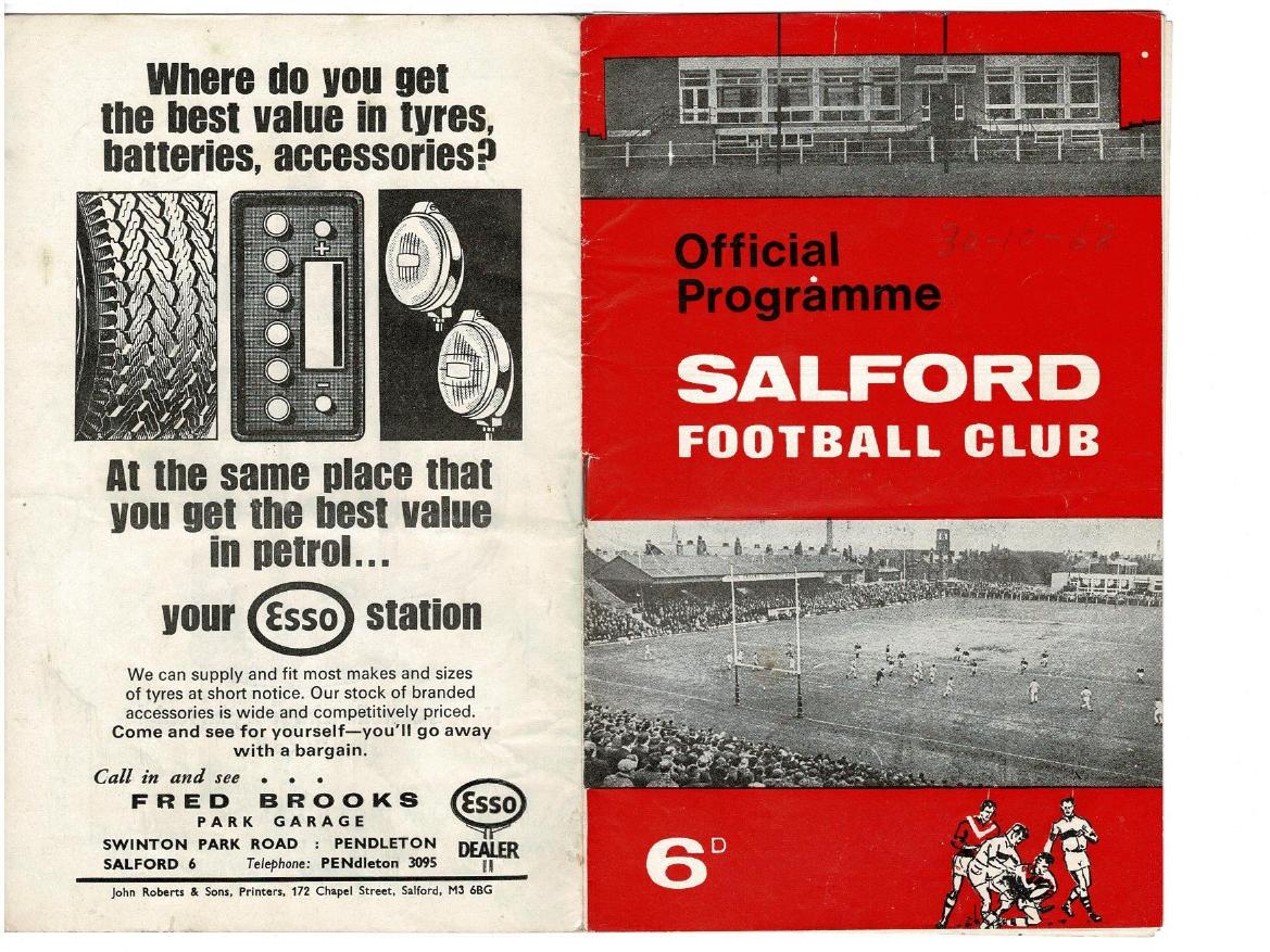 Programme cover: Oldham v Salford, 30 October 1968
