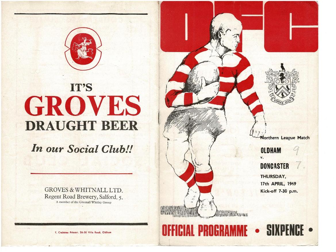 Programme cover: Oldham v Doncaster, 17 April 1969