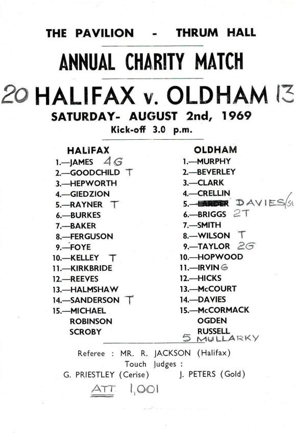 Programme cover: Oldham v Halifax, 2 August 1969
