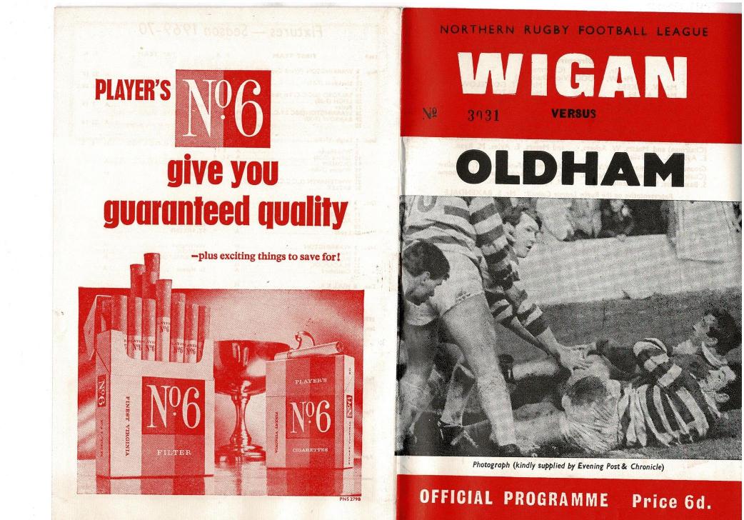 Programme cover: Oldham v Wigan, 13 September 1969