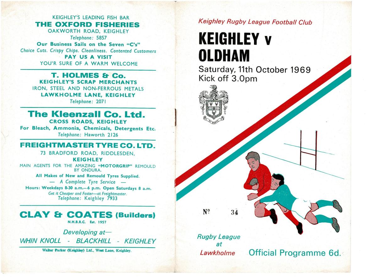 Programme cover: Oldham v Keighley, 11 October 1969
