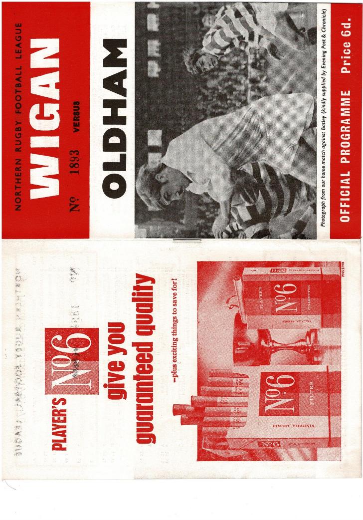 Programme cover: Oldham v Wigan, 11 November 1969