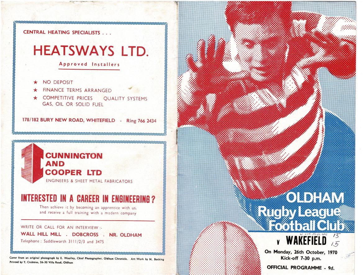Programme cover: Oldham v Wakefield Trinity, 26 October 1970
