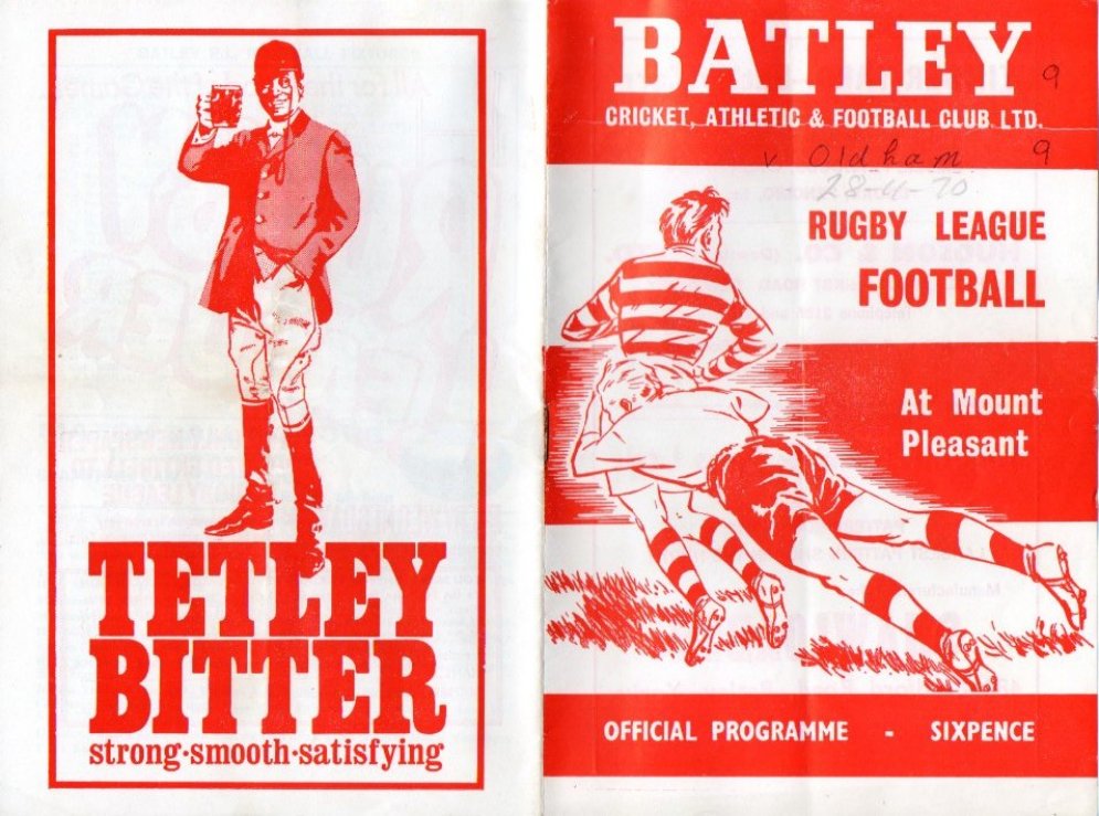 Programme cover: Oldham v Batley, 29 November 1970