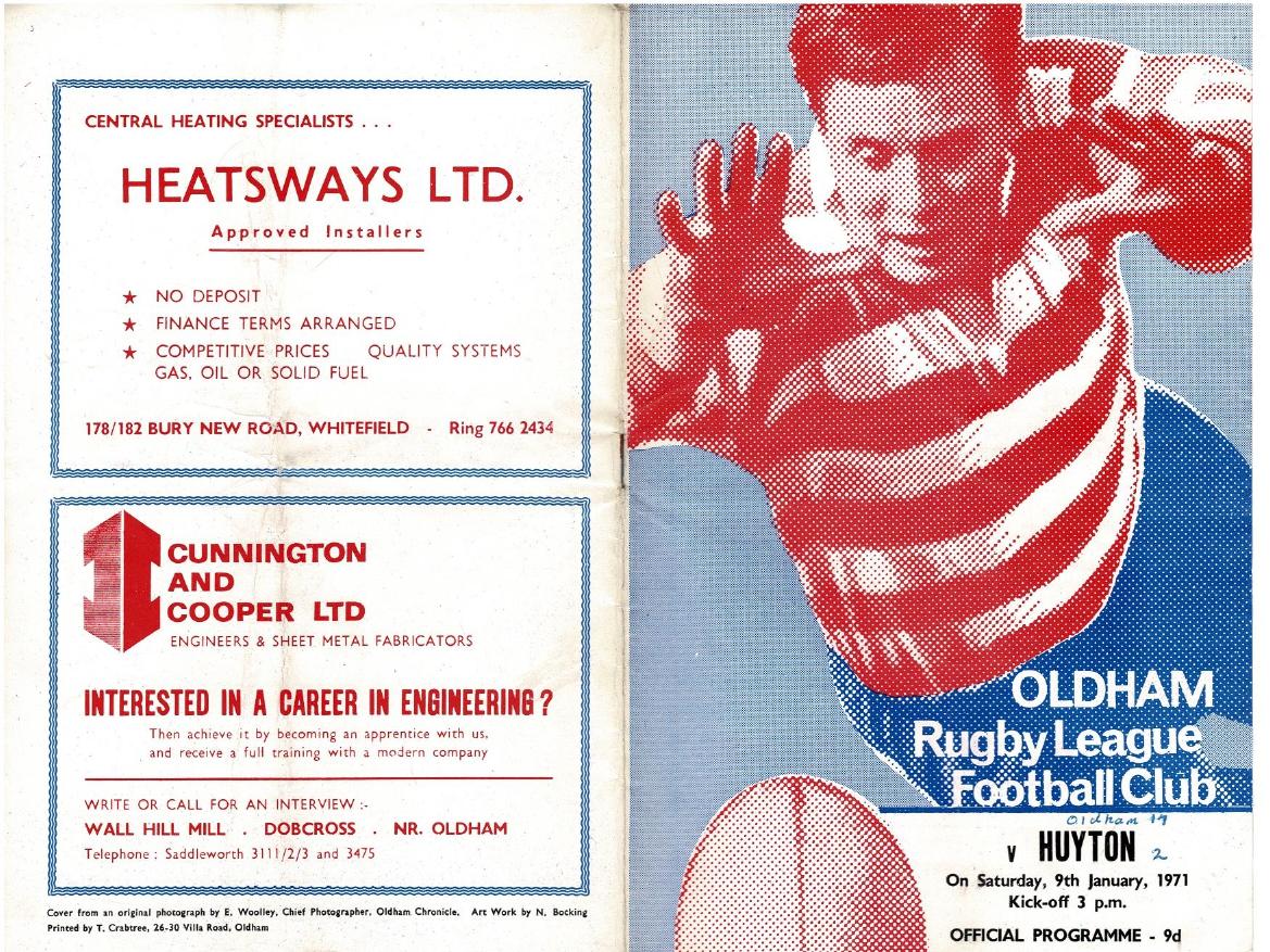 Programme cover: Oldham v Huyton, 9 January 1971