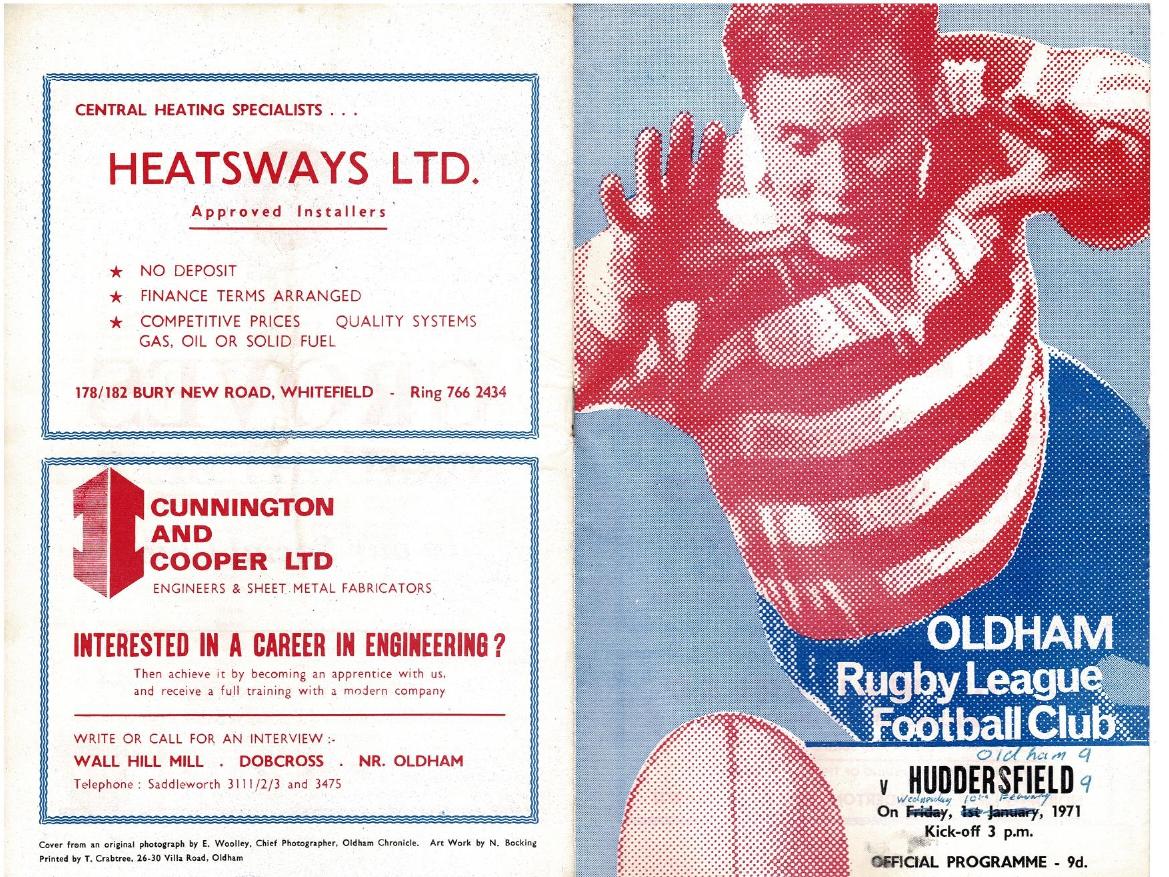 Programme cover: Oldham v Huddersfield, 10 February 1971
