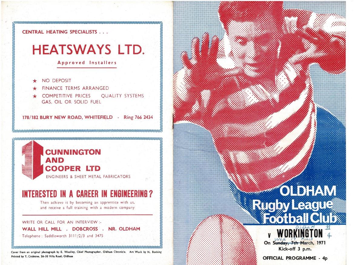 Programme cover: Oldham v Workington Town, 17 March 1971
