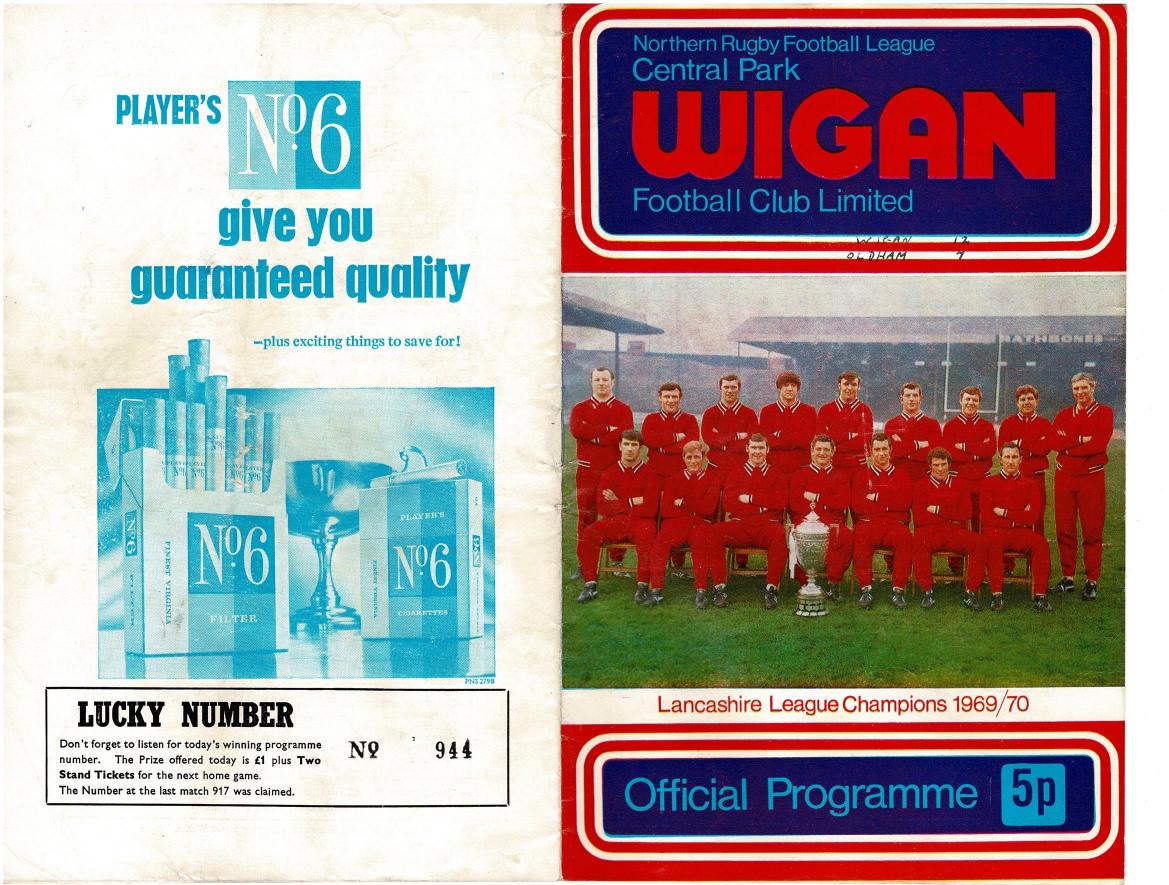 Programme cover: Oldham v Wigan, 23 April 1971