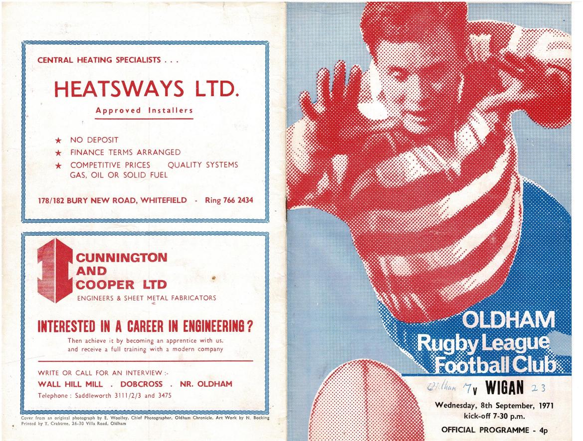 Programme cover: Oldham v Wigan, 8 September 1971
