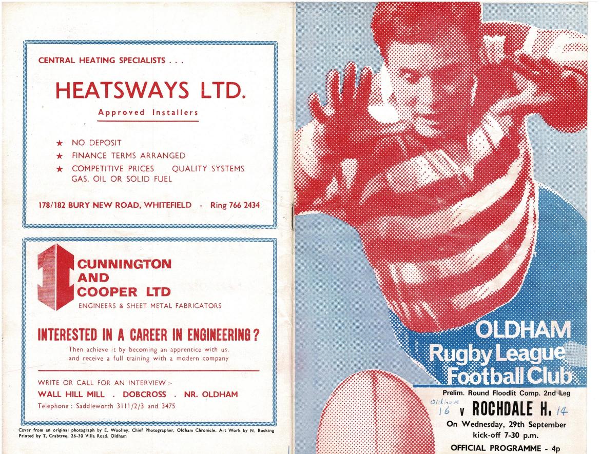 Programme cover: Oldham v Rochdale Hornets, 29 September 1971
