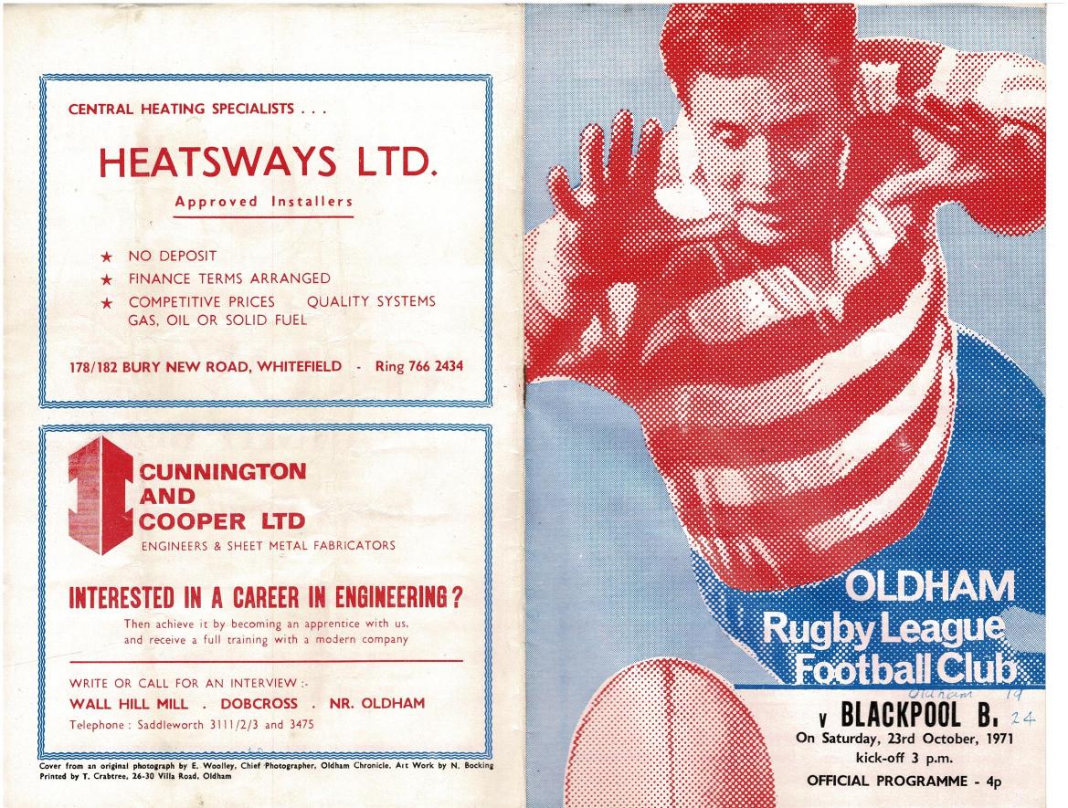 Programme cover: Oldham v Blackpool Borough, 23 October 1971