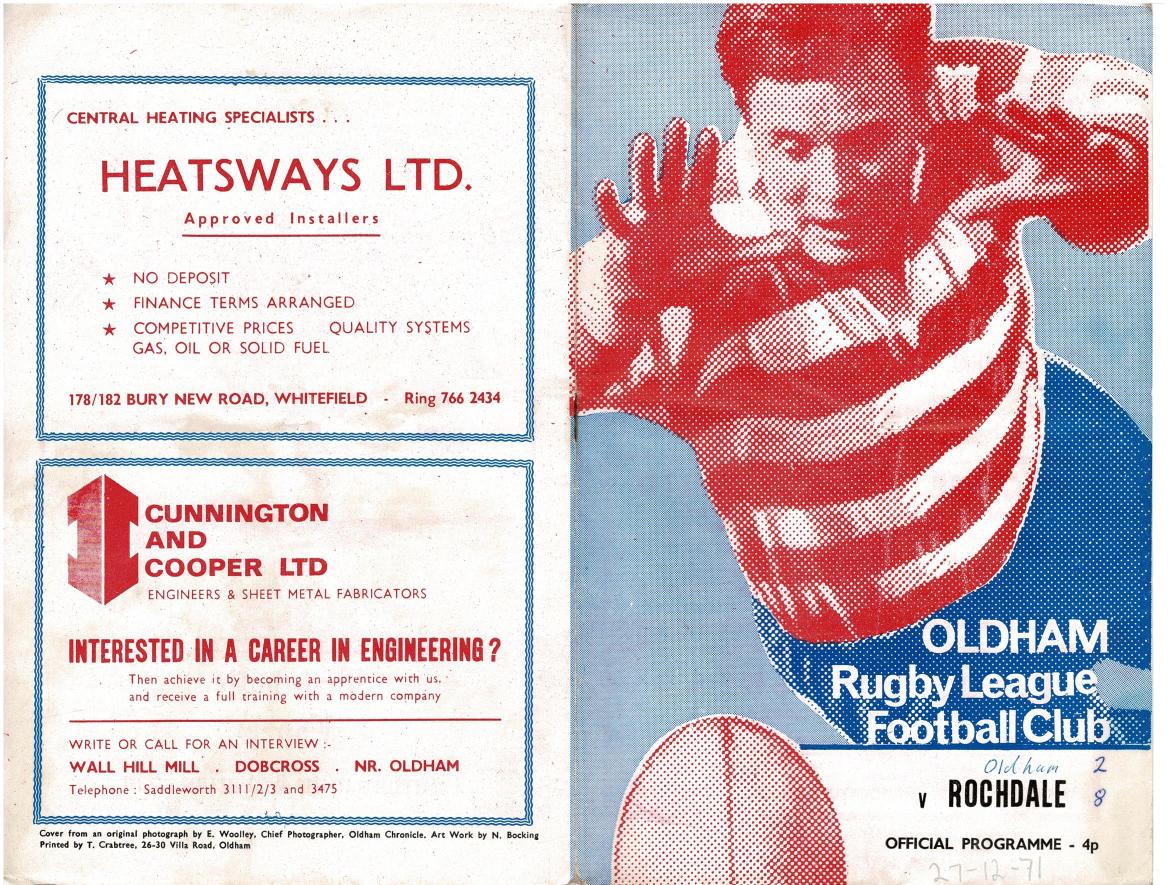Programme cover: Oldham v Rochdale Hornets, 27 December 1971
