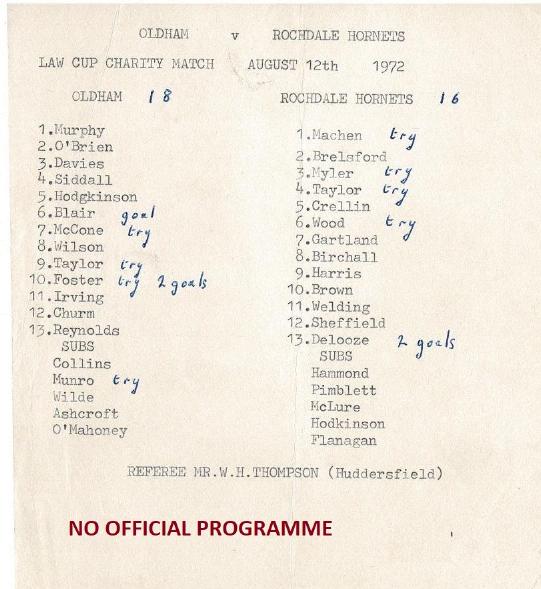 Programme cover: Oldham v Rochdale Hornets, 12 August 1972