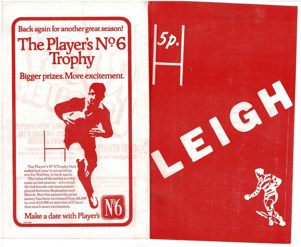 Programme cover: Oldham v Leigh, 4 February 1973
