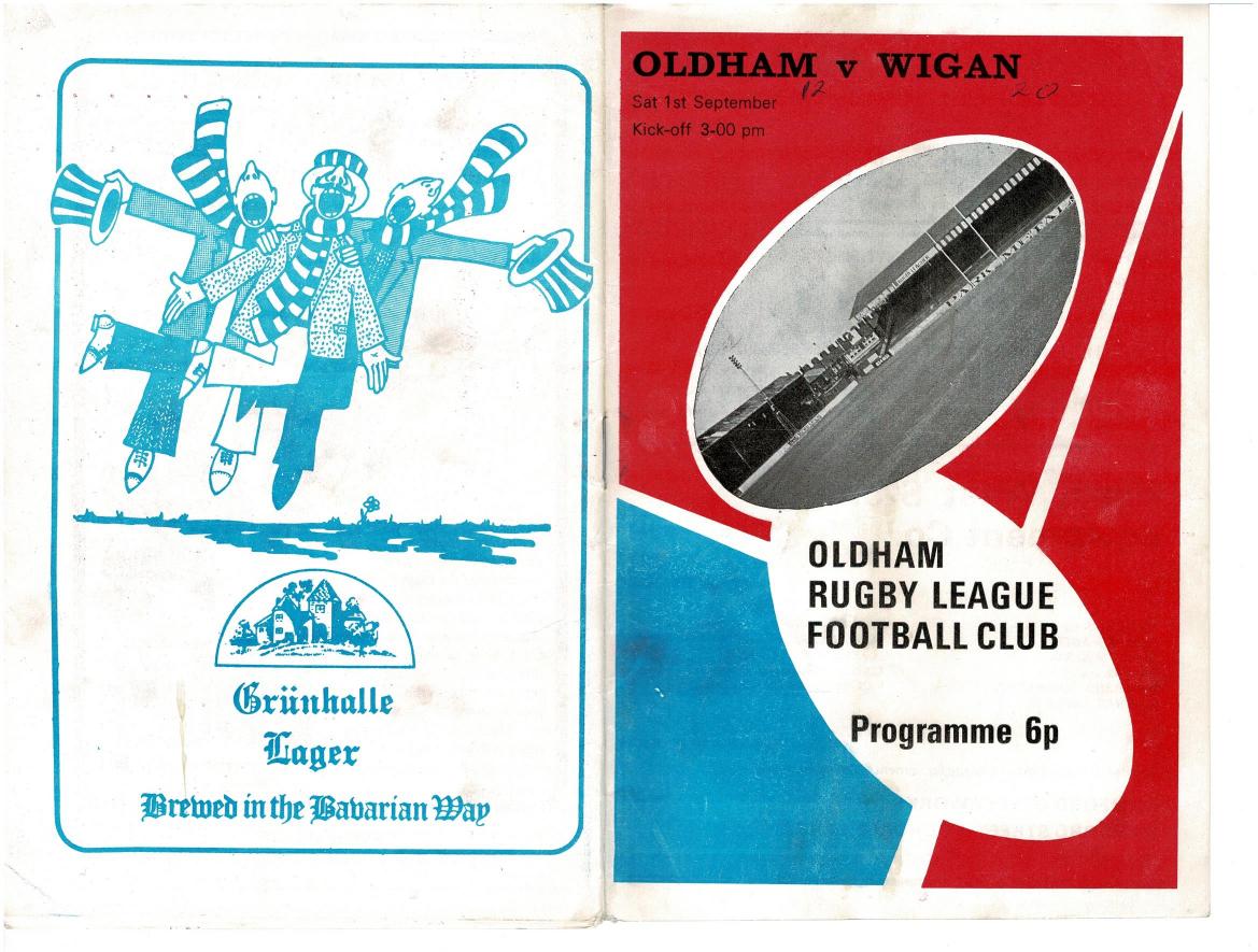 Programme cover: Oldham v Wigan, 1 September 1973