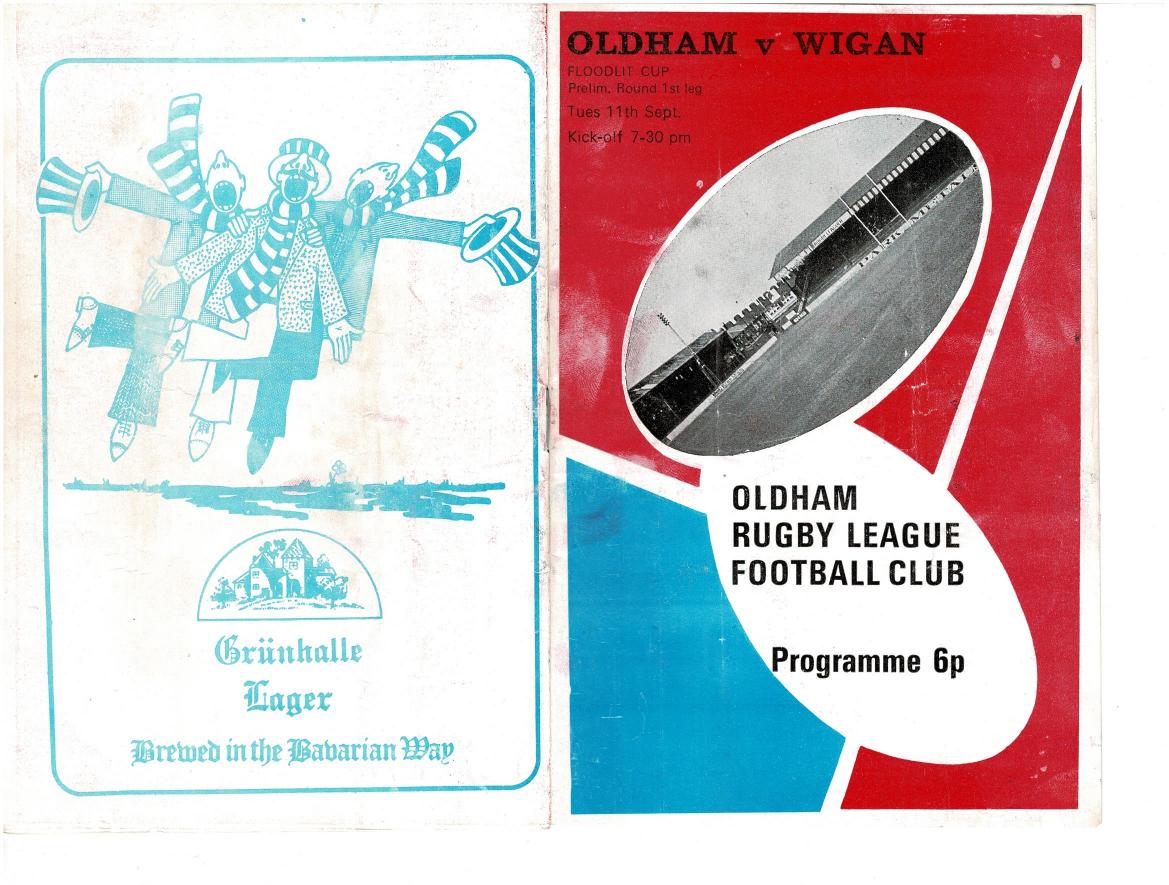 Programme cover: Oldham v Wigan, 11 September 1973