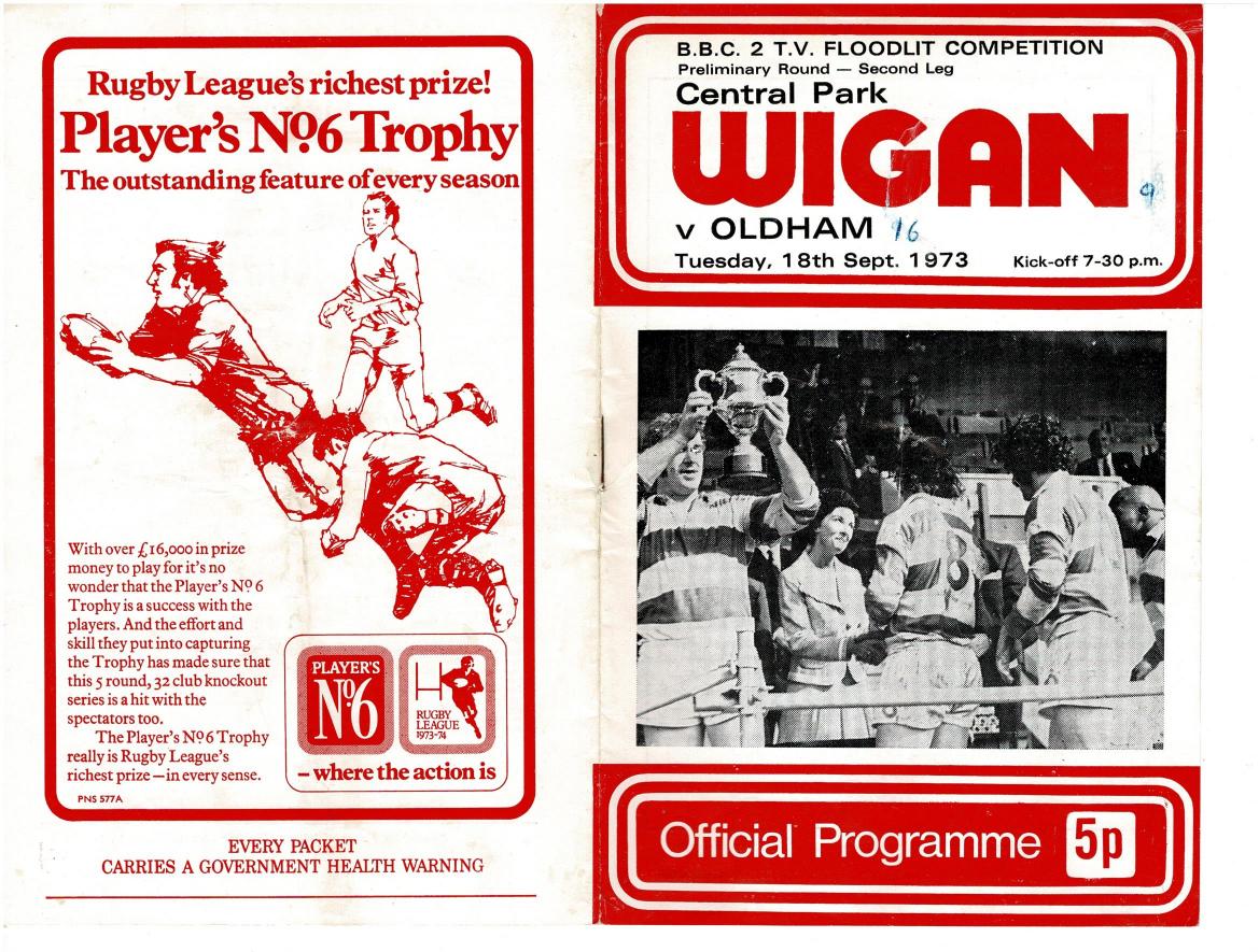Programme cover: Oldham v Wigan, 18 September 1973