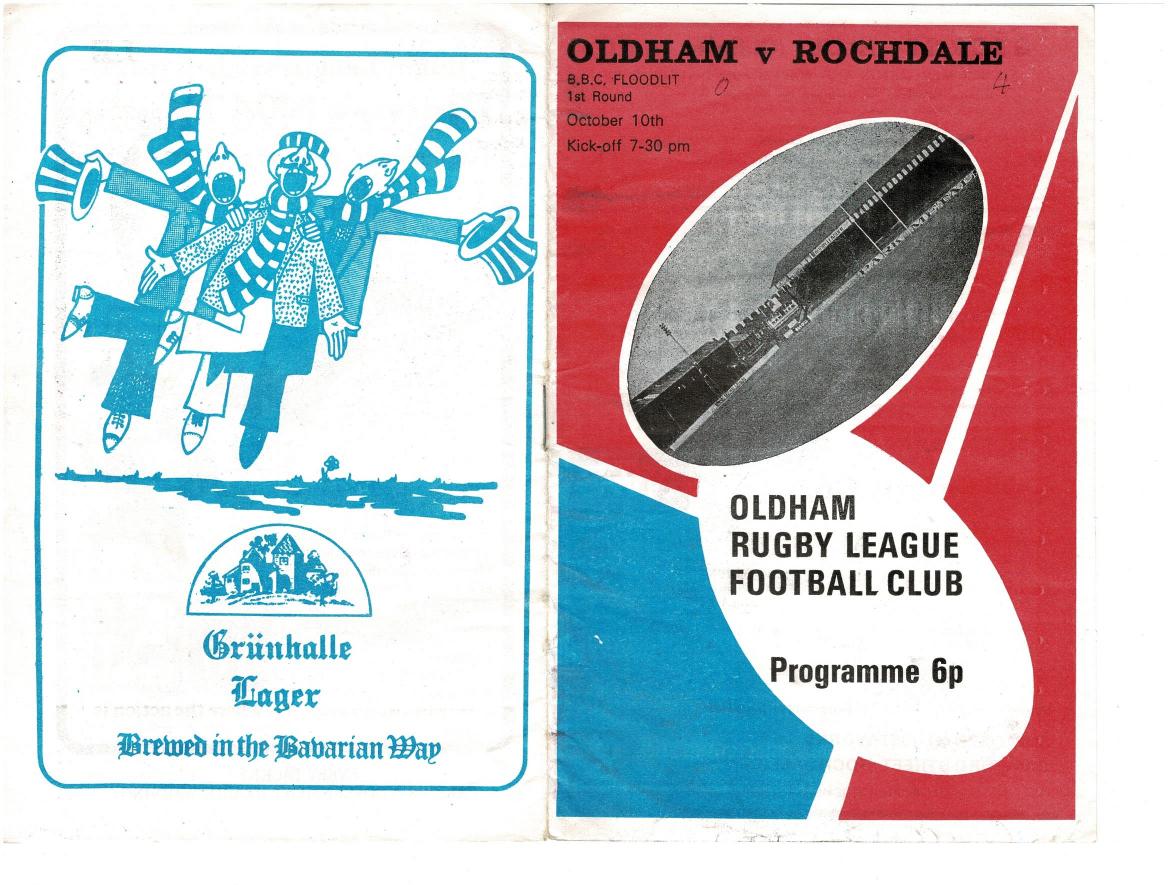 Programme cover: Oldham v Rochdale Hornets, 10 October 1973