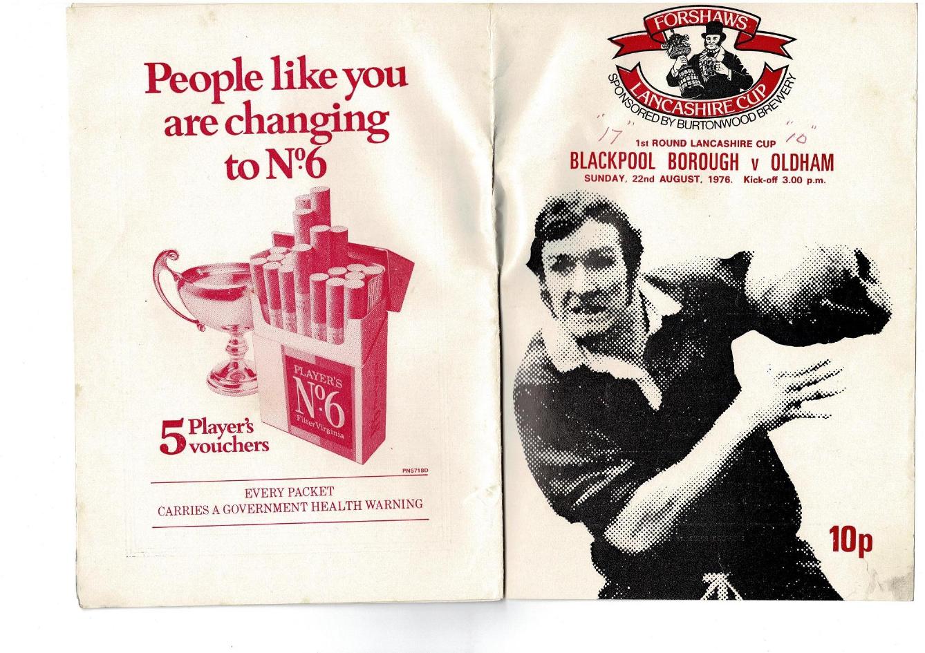 Programme cover: Oldham v Blackpool Borough, 22 August 1976
