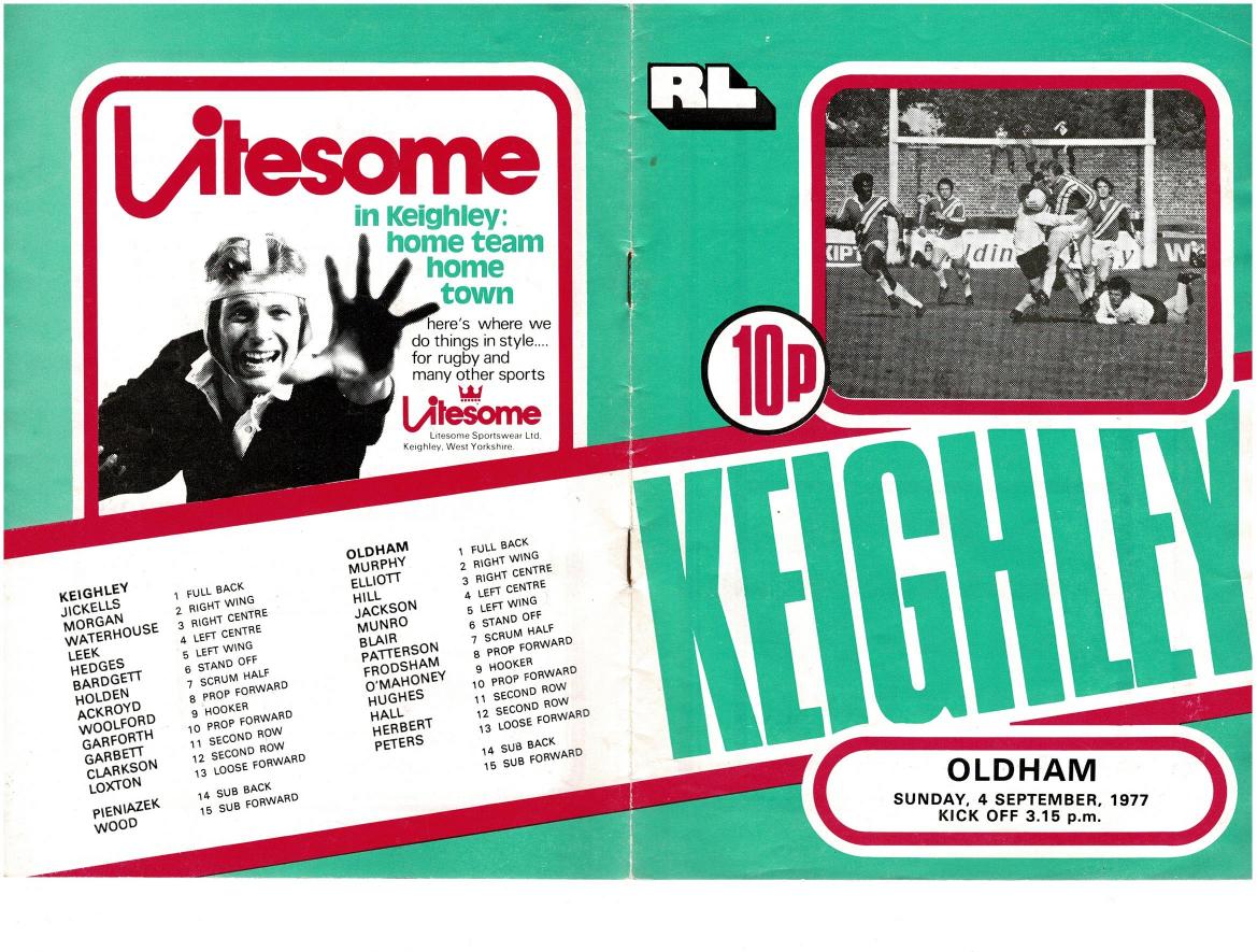 Programme cover: Oldham v Keighley, 4 September 1977
