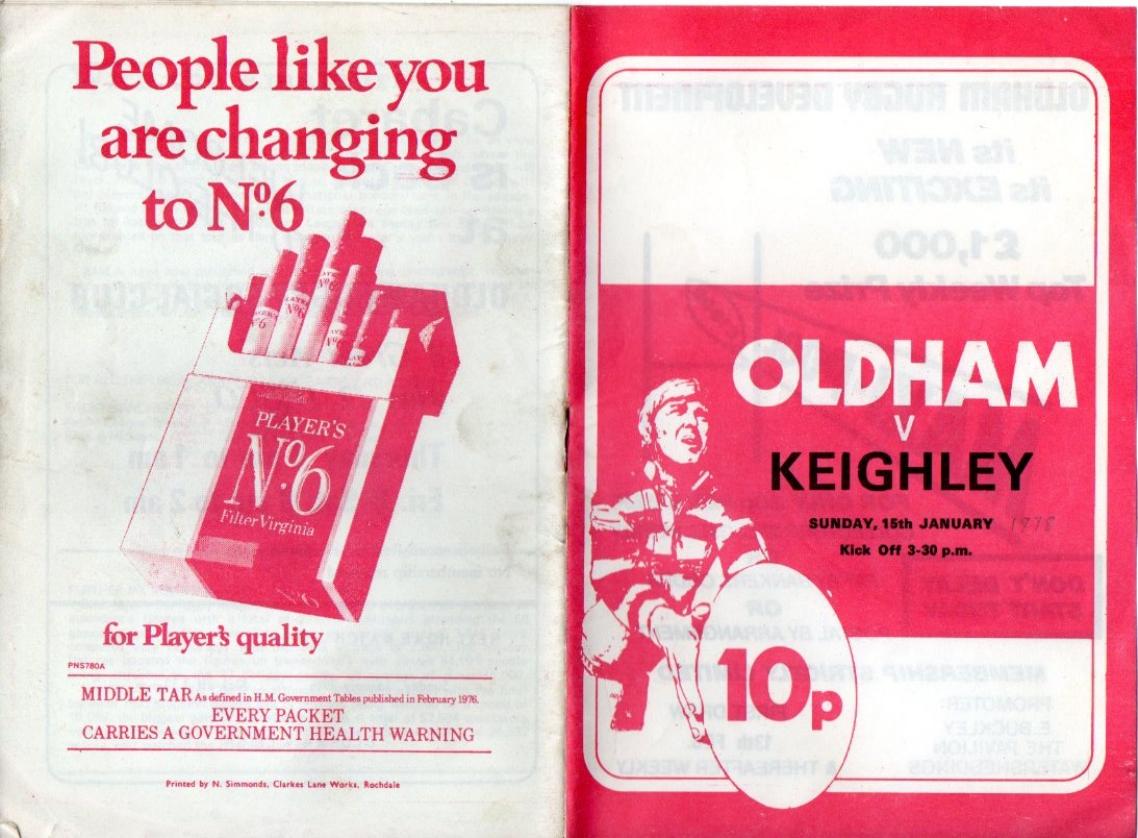Programme cover: Oldham v Keighley, 15 January 1978
