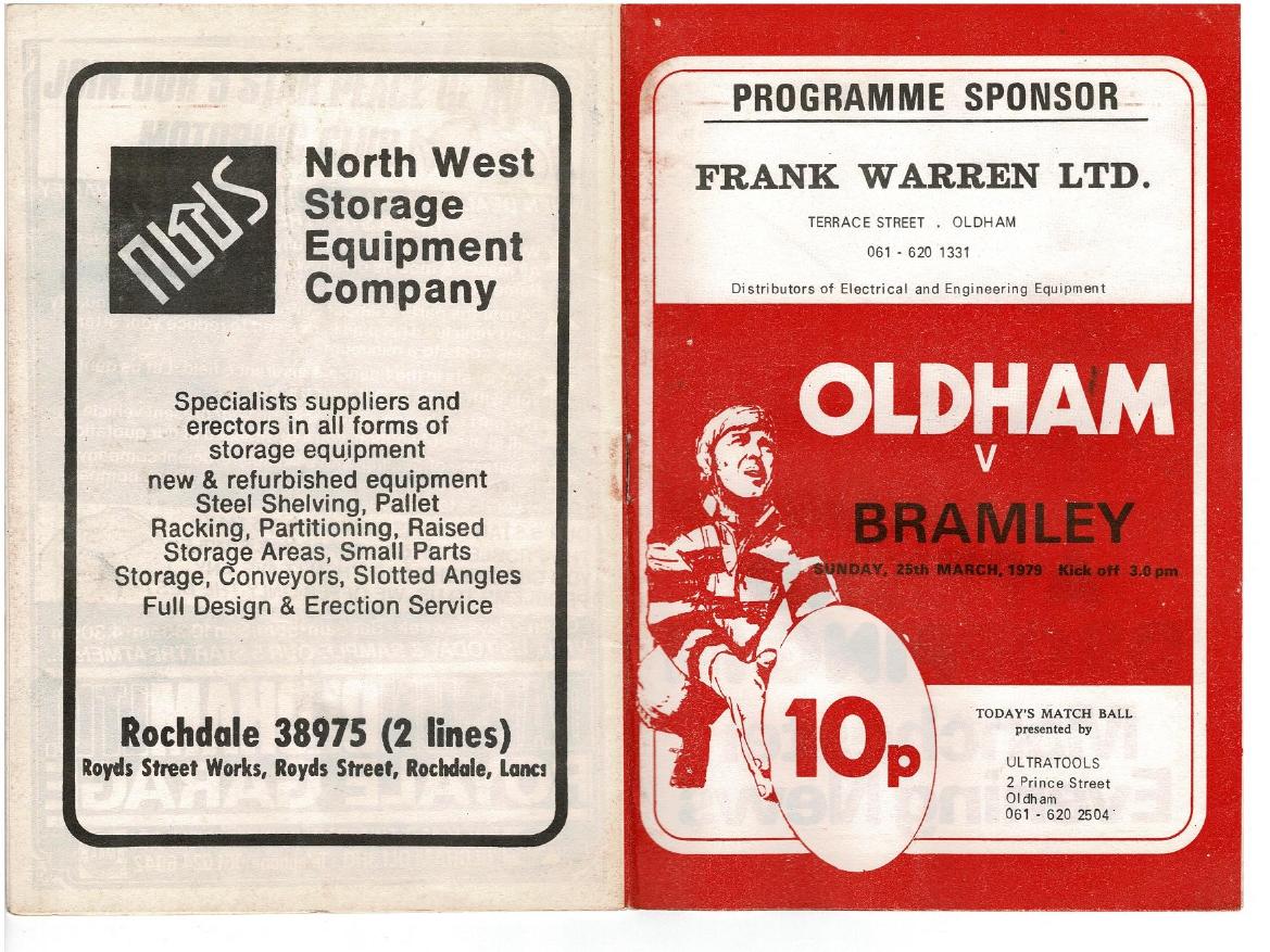 Programme cover: Oldham v Bramley, 25 March 1979