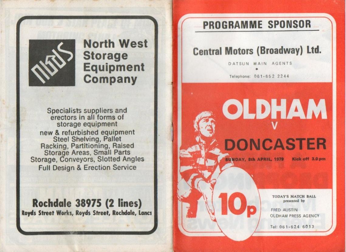 Programme cover: Oldham v Doncaster, 8 April 1979
