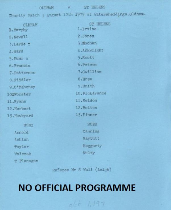 Programme cover: Oldham v St Helens, 12 August 1979