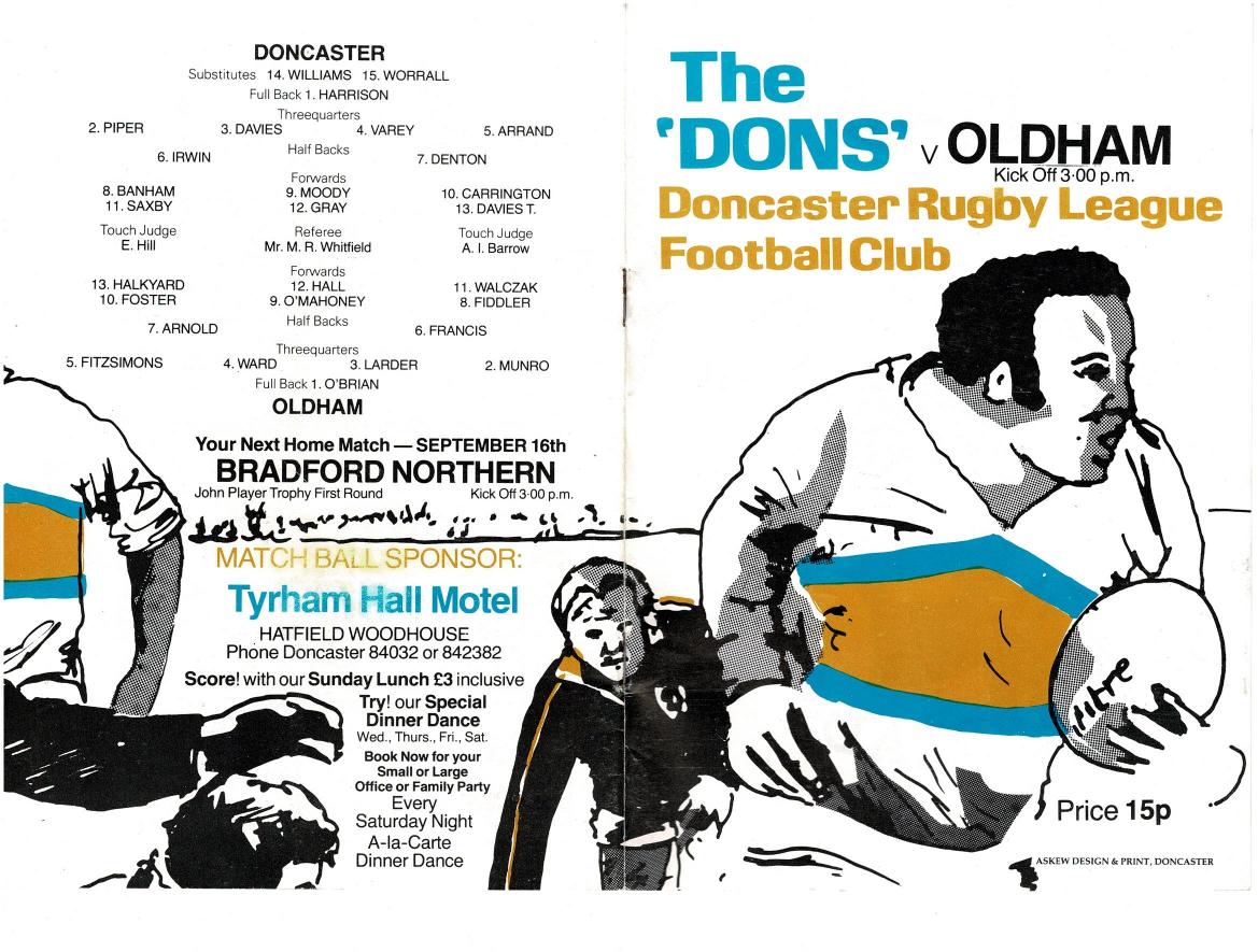 Programme cover: Oldham v Doncaster, 2 September 1979
