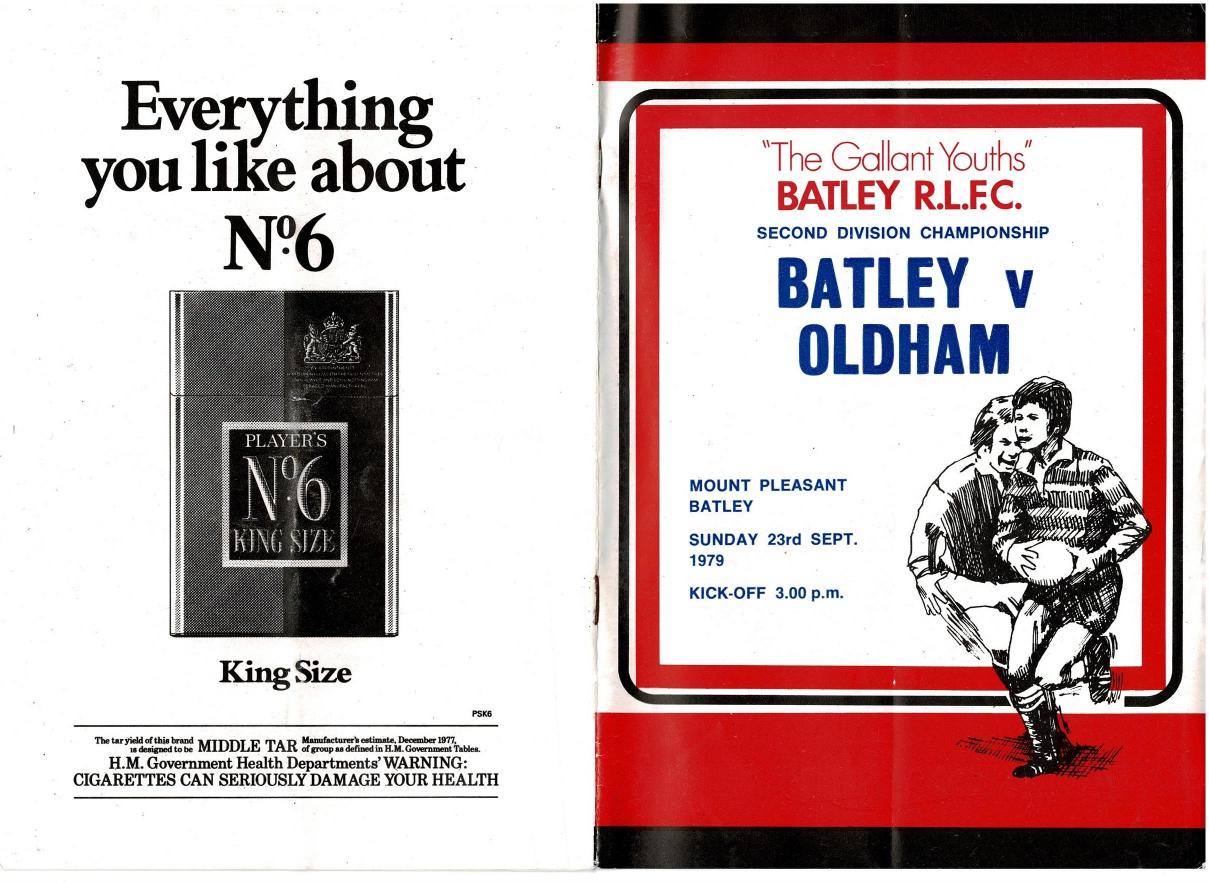 Programme cover: Oldham v Batley, 23 September 1979