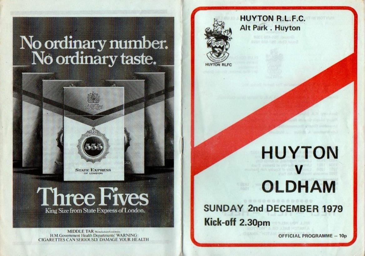 Programme cover: Oldham v Huyton, 2 December 1979