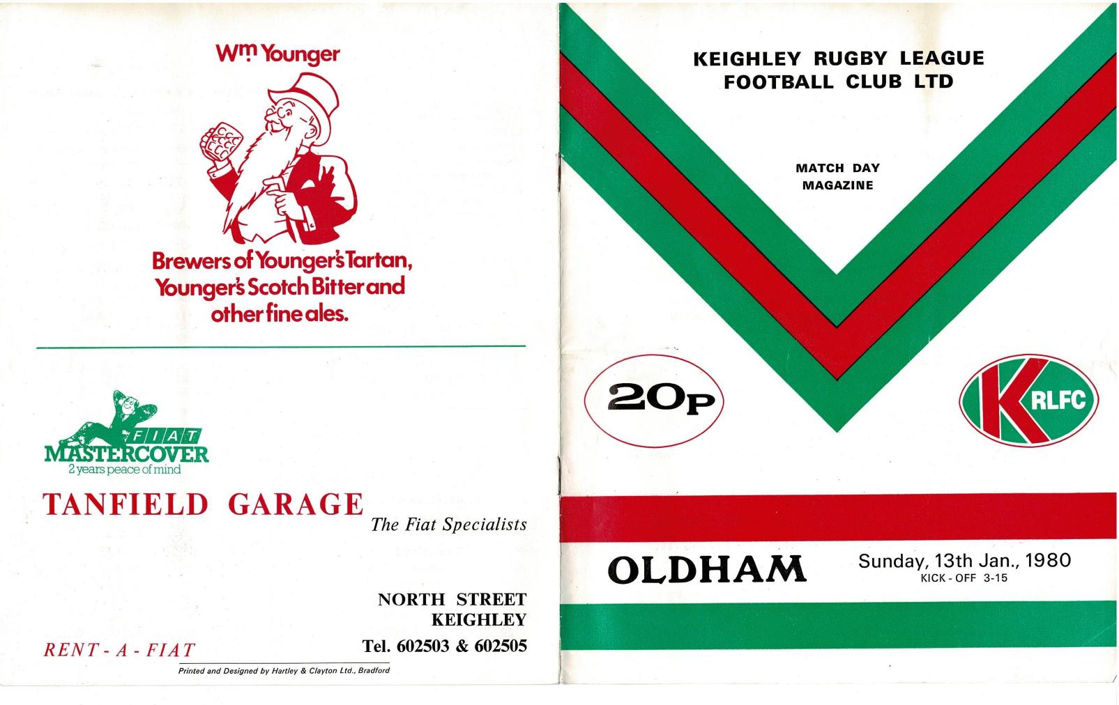 Programme cover: Oldham v Keighley, 13 January 1980