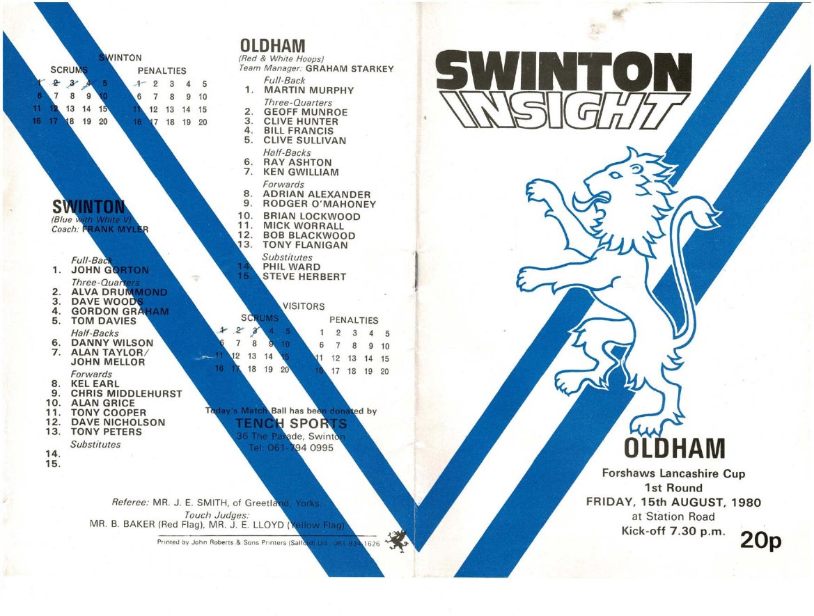 Programme cover: Oldham v Swinton, 17 August 1980
