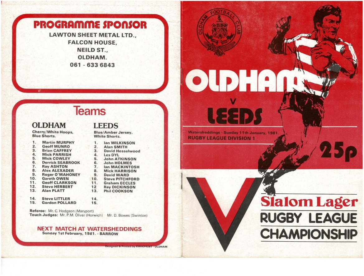 Programme cover: Oldham v Leeds, 27 January 1981