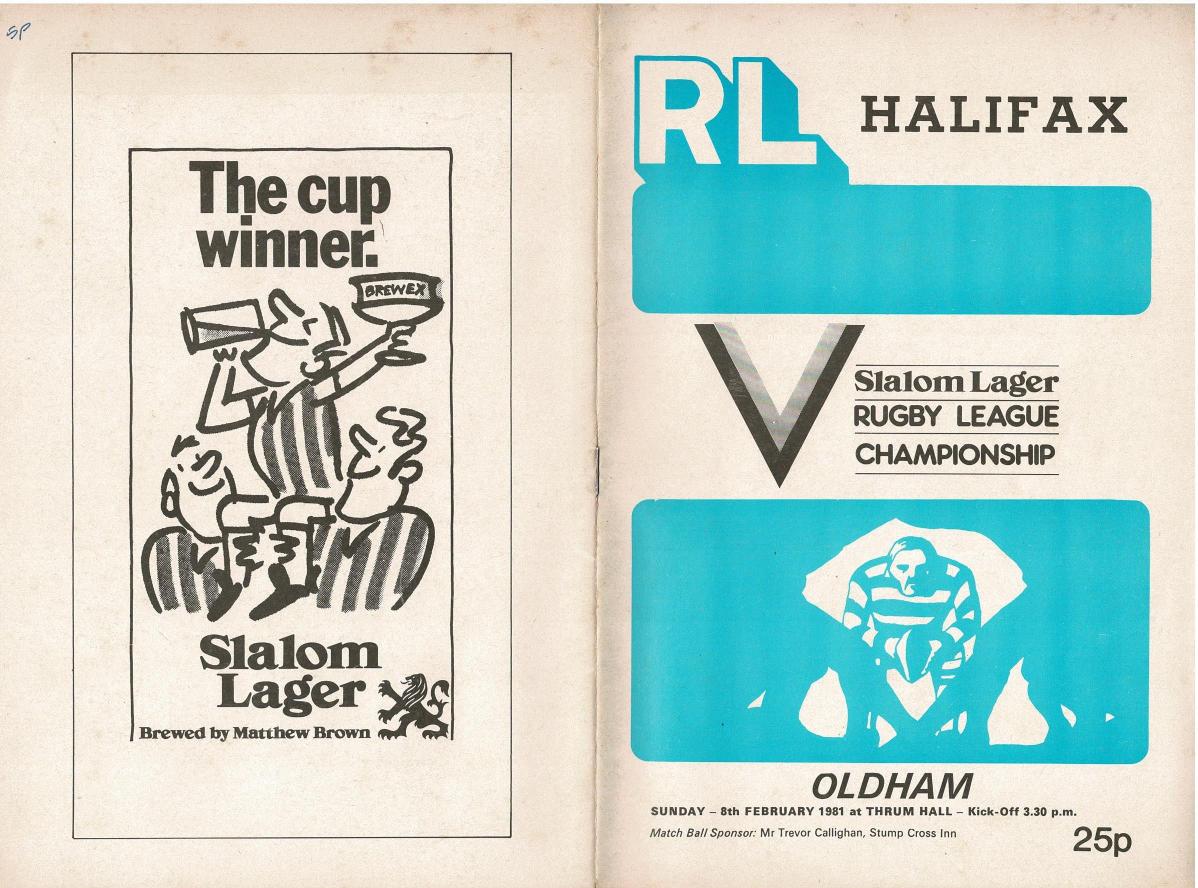 Programme cover: Oldham v Halifax, 8 February 1981