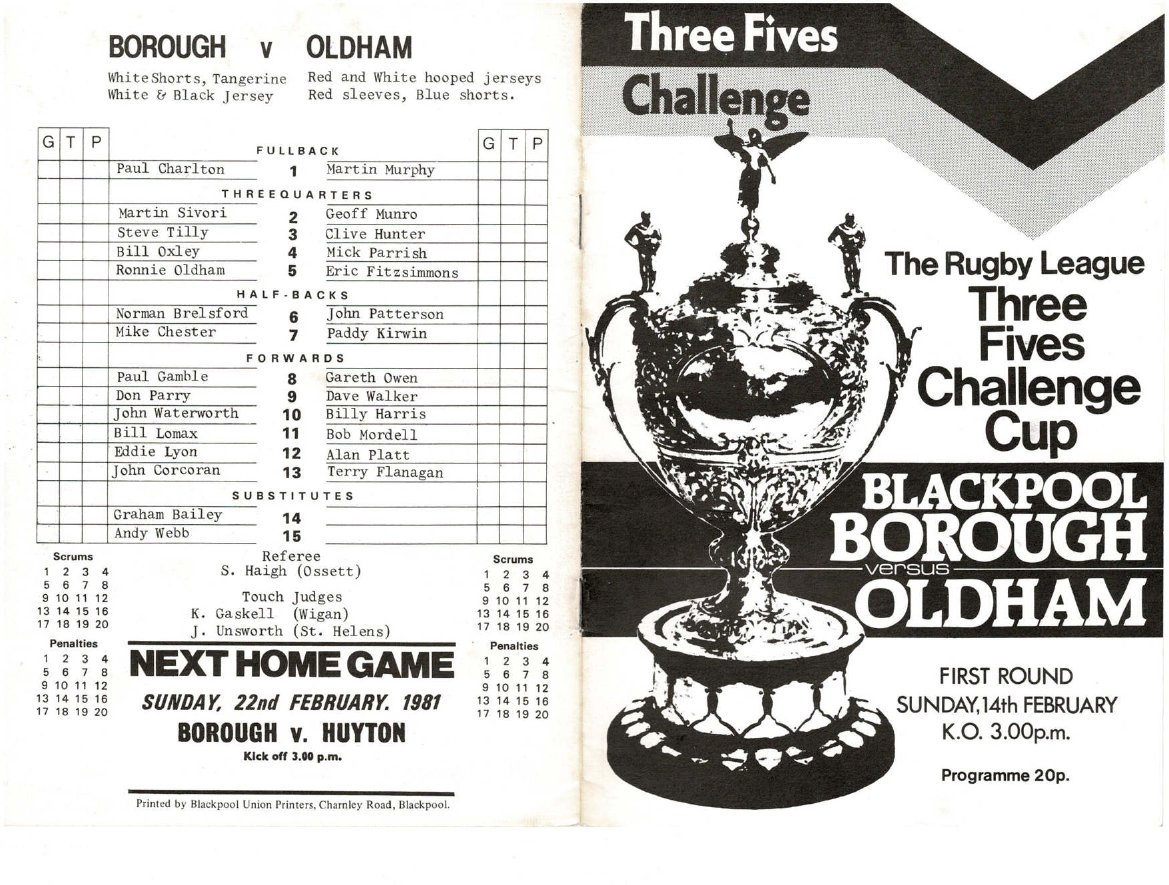 Programme cover: Oldham v Blackpool Borough, 15 February 1981
