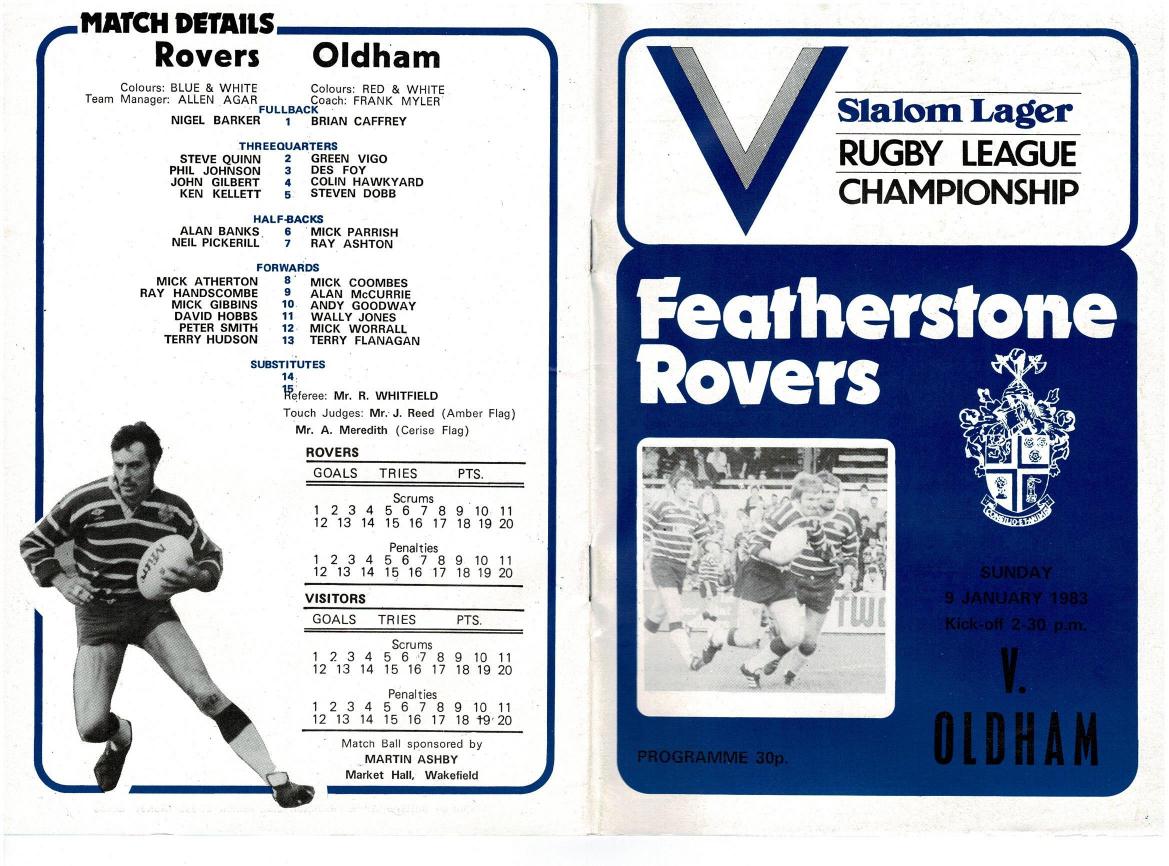 Programme cover: Oldham v Featherstone Rovers, 9 January 1983