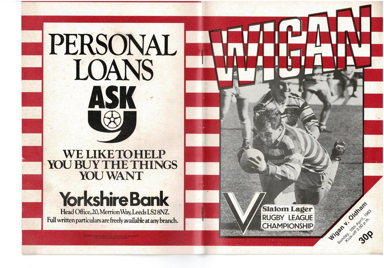 Programme cover: Oldham v Wigan, 10 April 1983