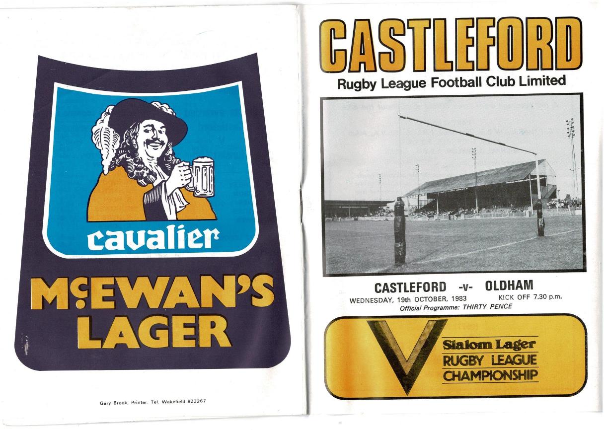 Programme cover: Oldham v Castleford, 19 October 1983