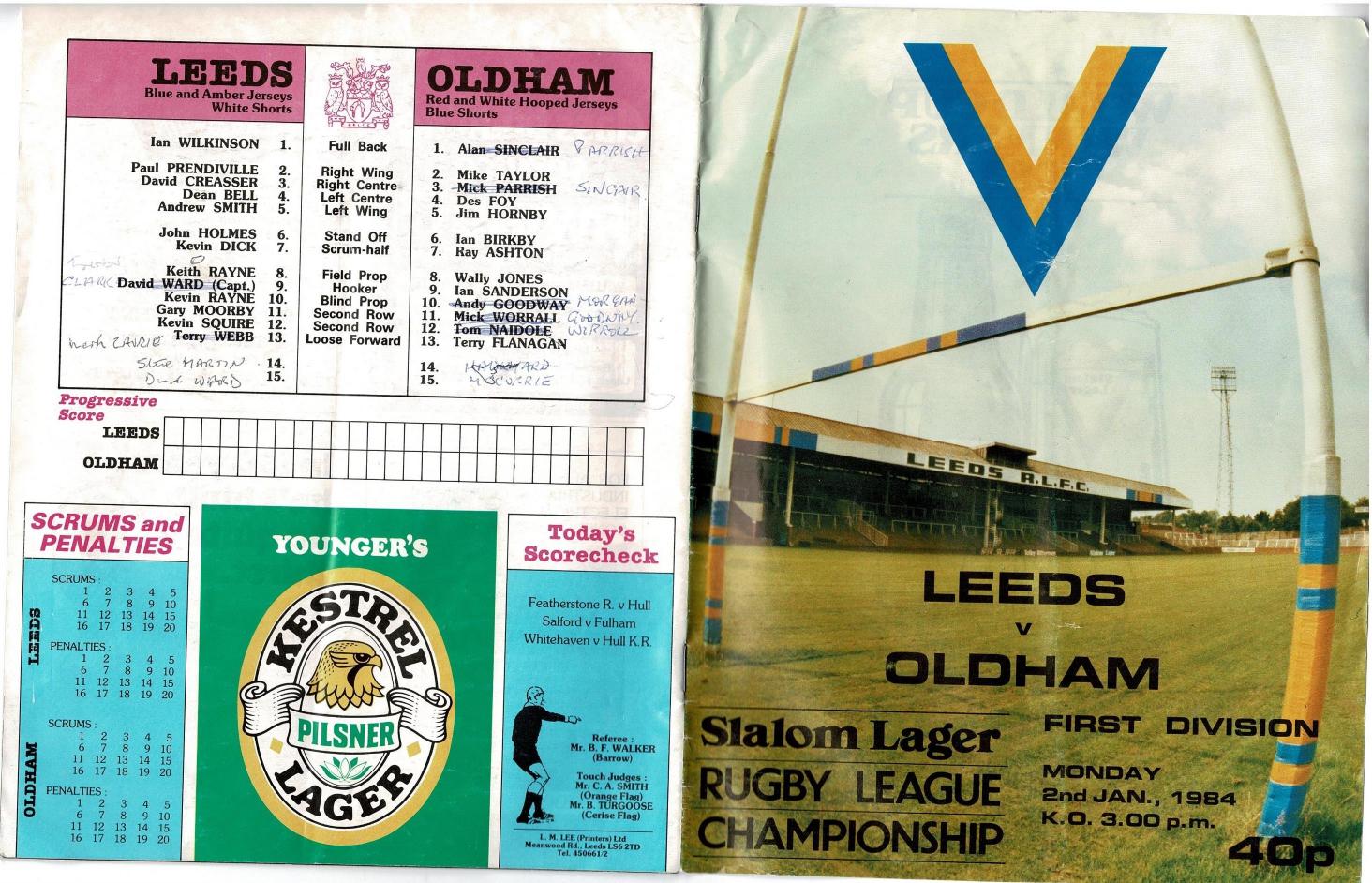 Programme cover: Oldham v Leeds, 2 January 1984