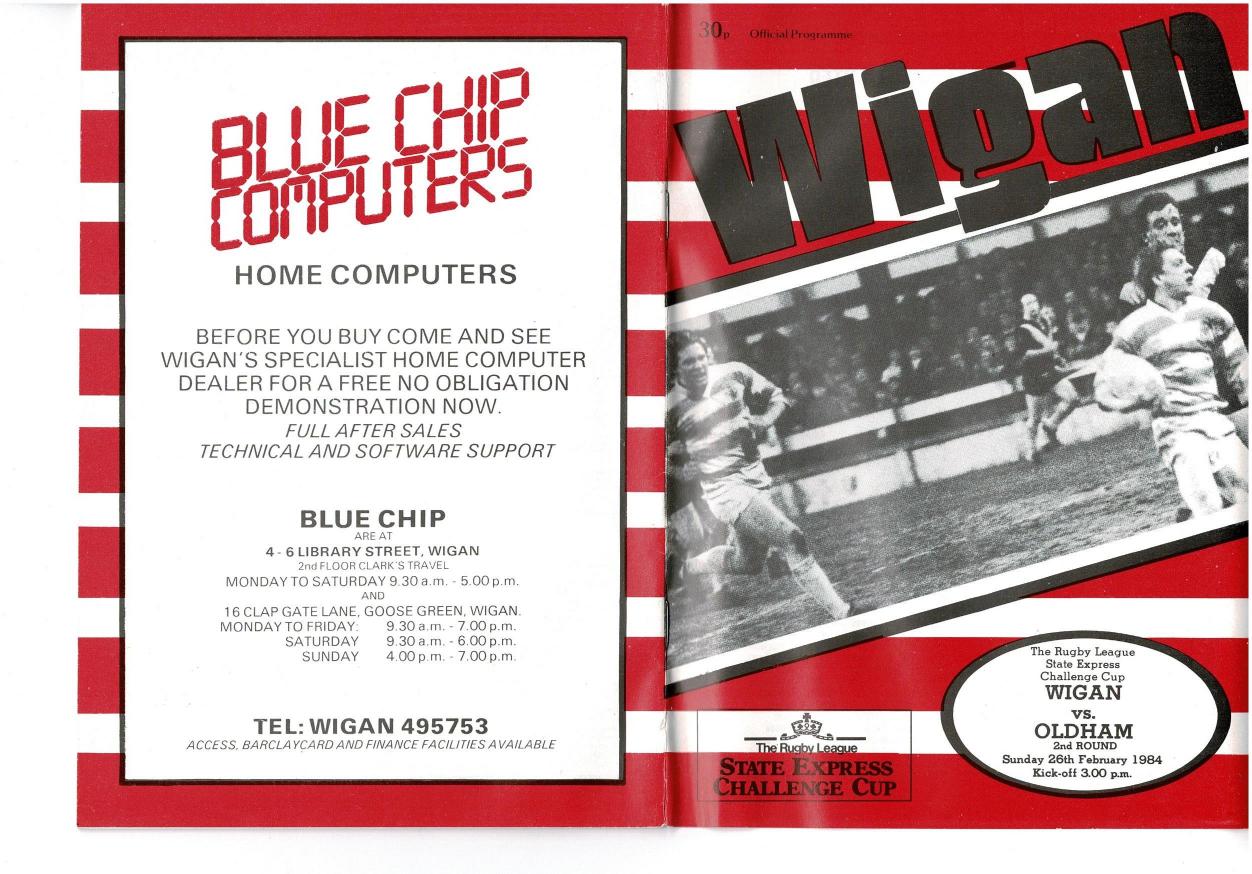 Programme cover: Oldham v Wigan, 26 February 1984