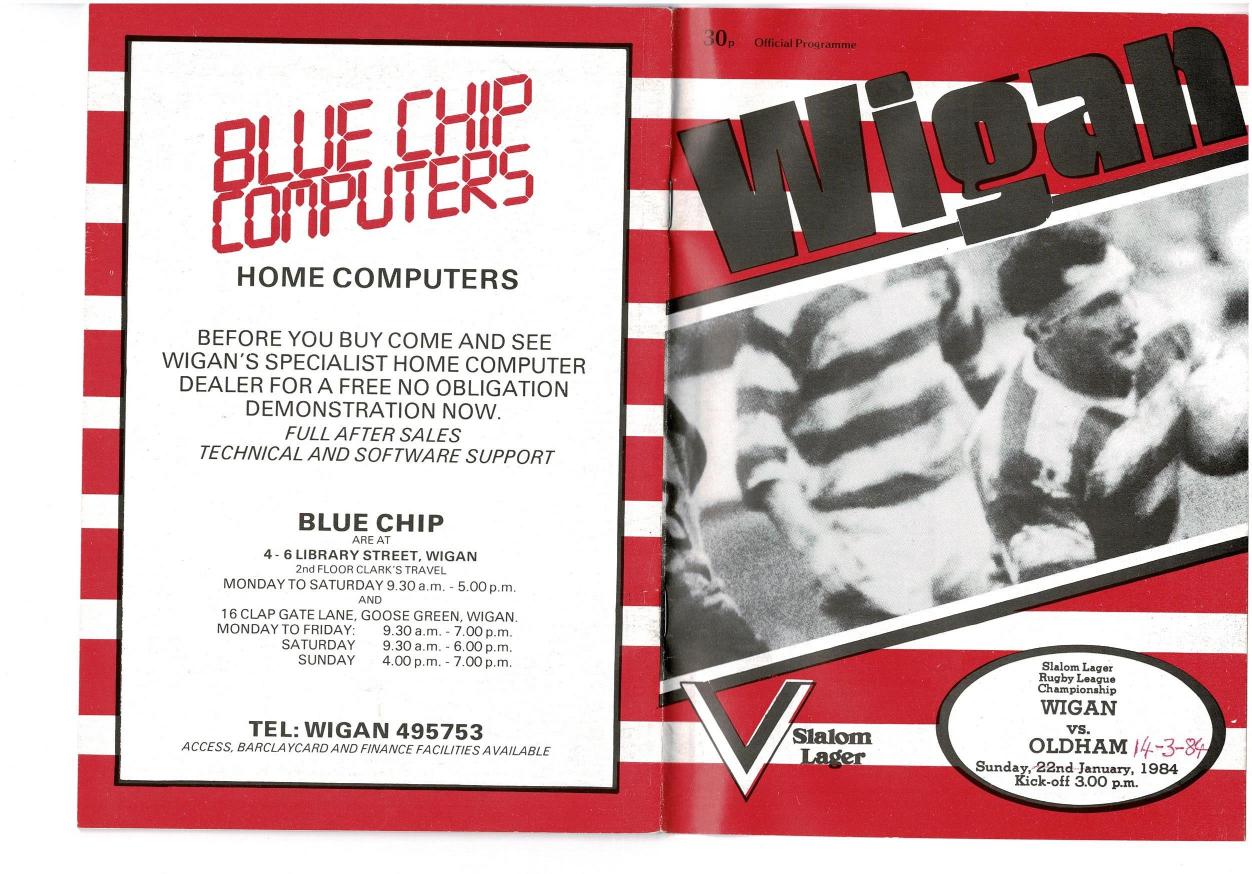 Programme cover: Oldham v Wigan, 14 March 1984