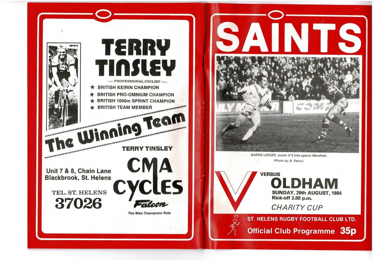 Programme cover: Oldham v St Helens, 26 August 1984