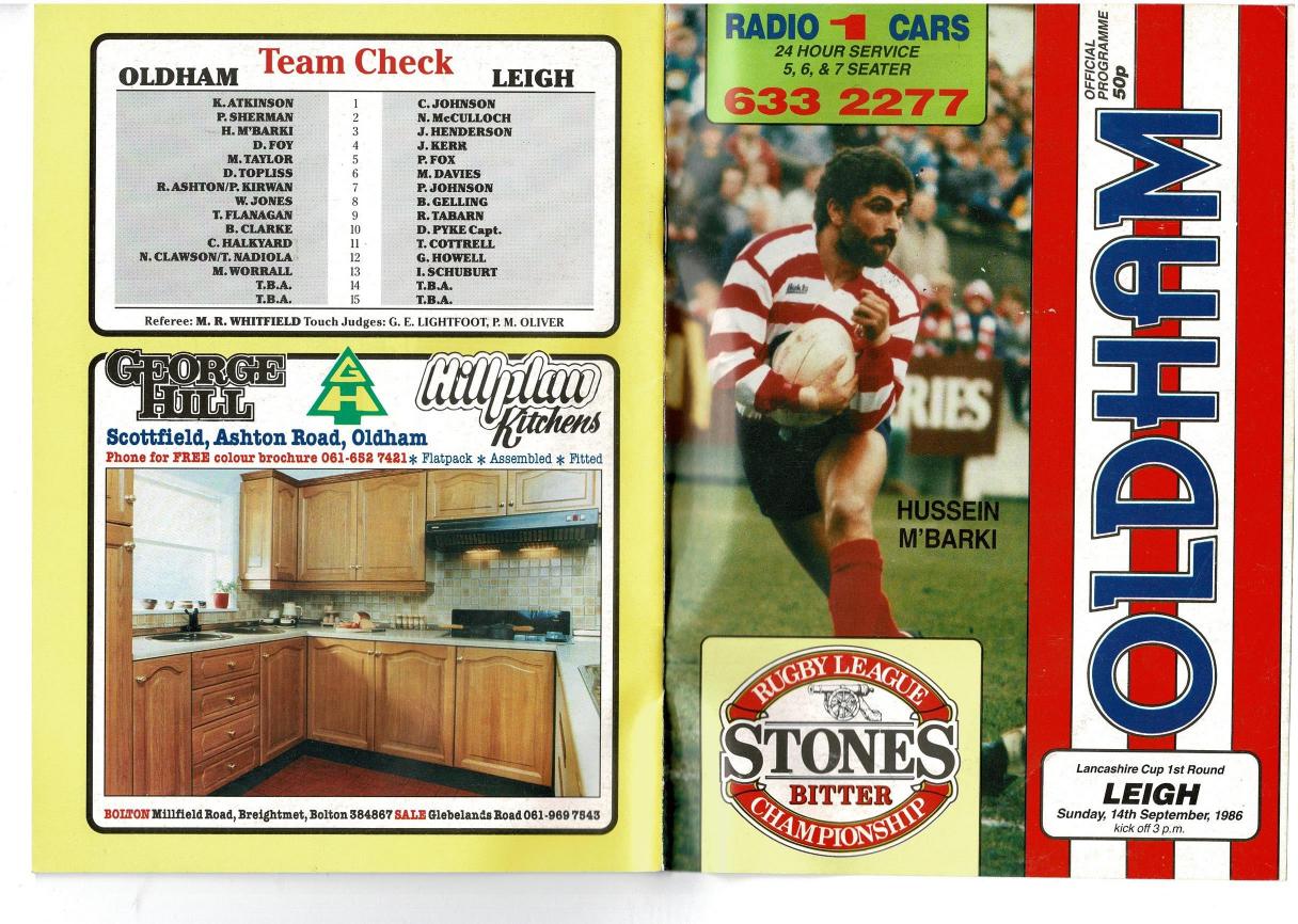 Programme cover: Oldham v Leigh, 14 September 1986