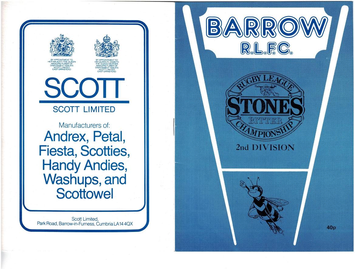 Programme cover: Oldham v Barrow, 13 December 1987