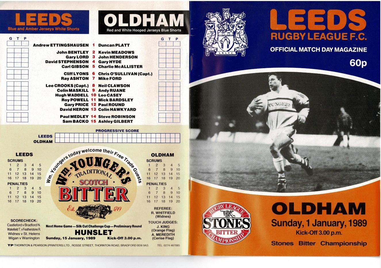 Programme cover: Oldham v Leeds, 1 January 1989