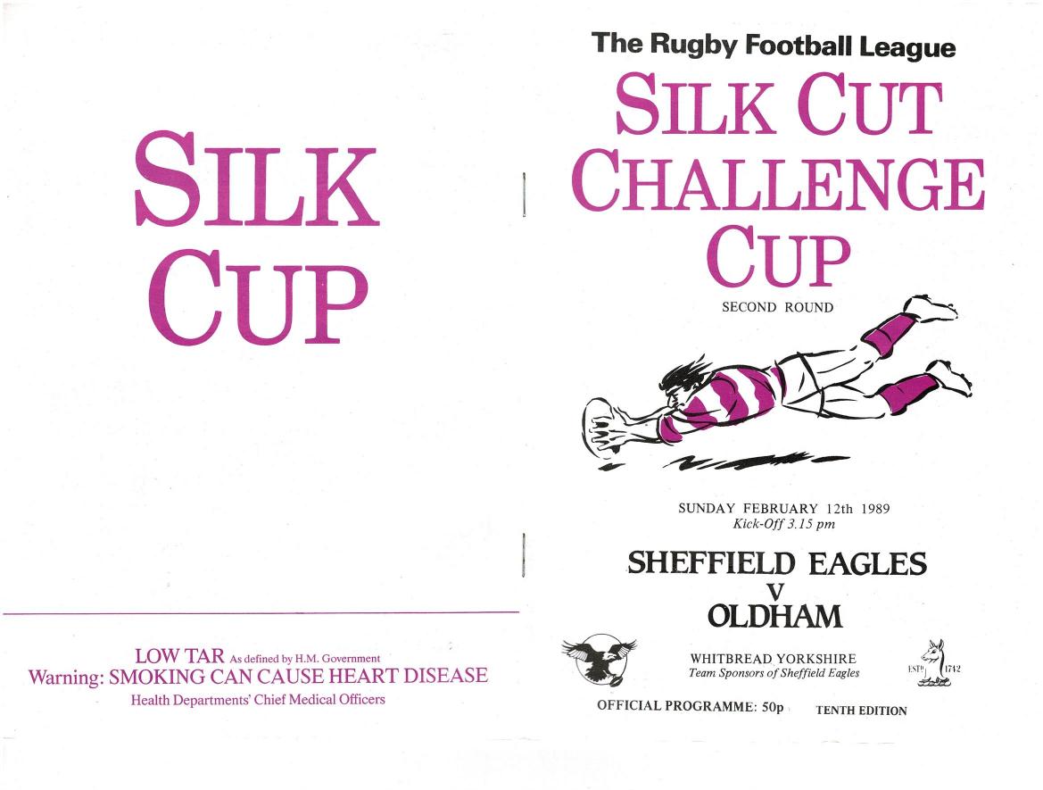 Programme cover: Oldham v Sheffield Eagles, 12 February 1989