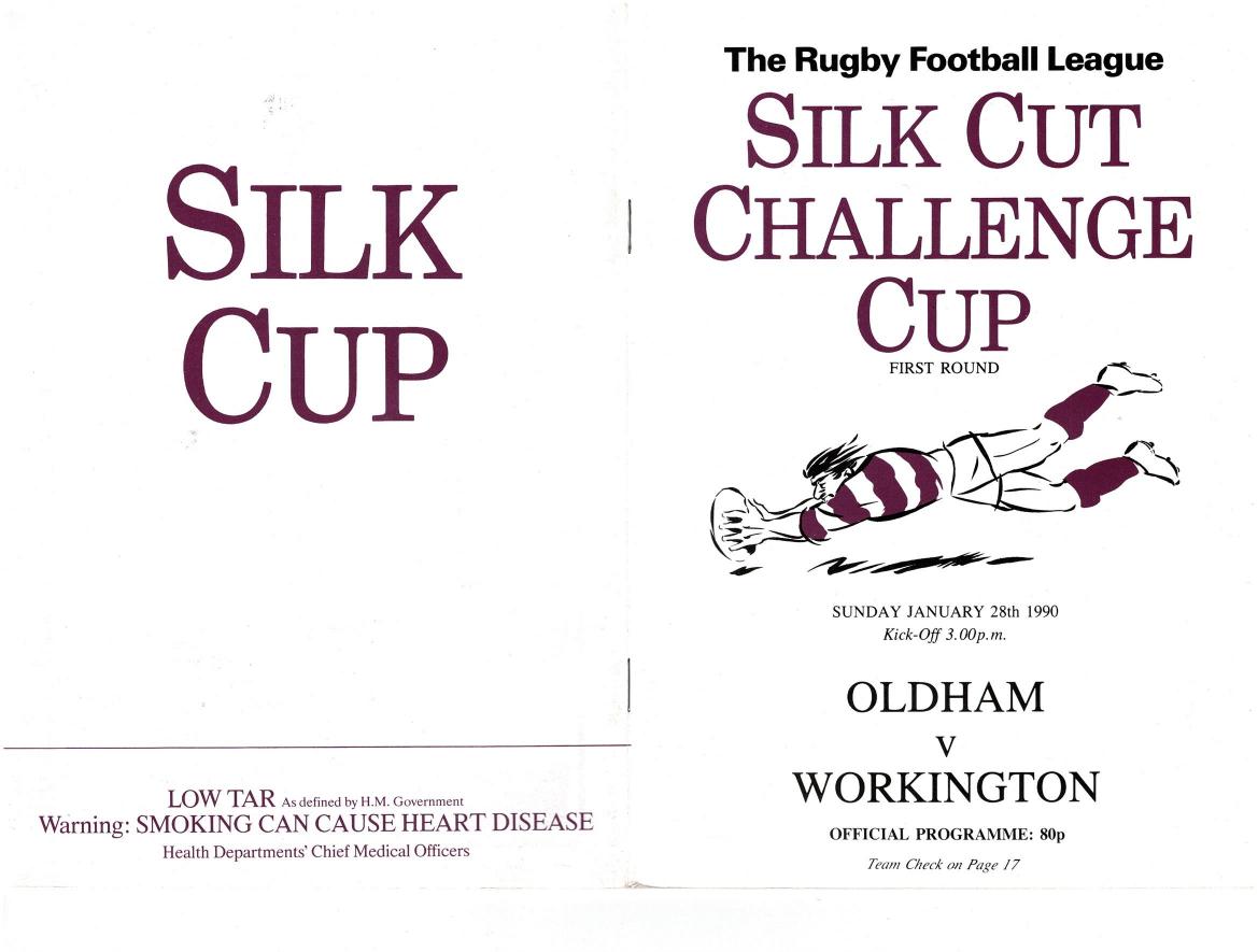 Programme cover: Oldham v Workington Town, 28 January 1990